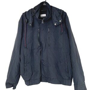 Barneys New York Mens Black Windbreaker Jacket Lined  Size L Utility EUC
